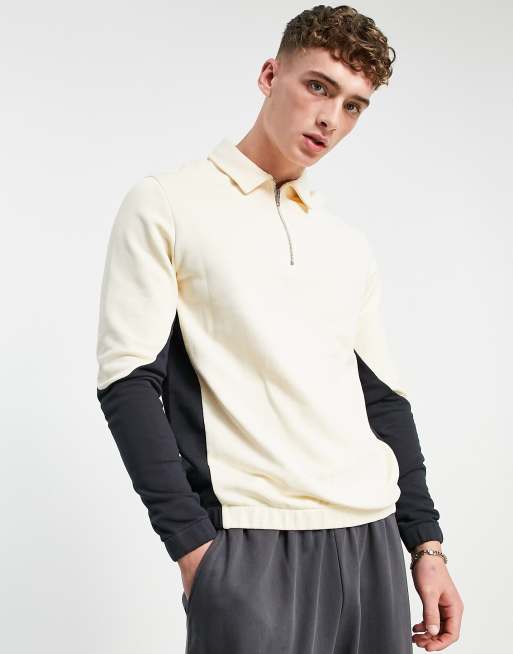 Sudadera extragrande estilo polo con media cremallera y diseño color block de ASOS DESIGN 