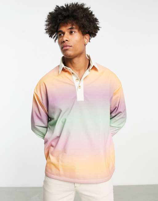 Sudadera extragrande estilo rugby con diseño de rayas degradadas de ASOS DESIGN