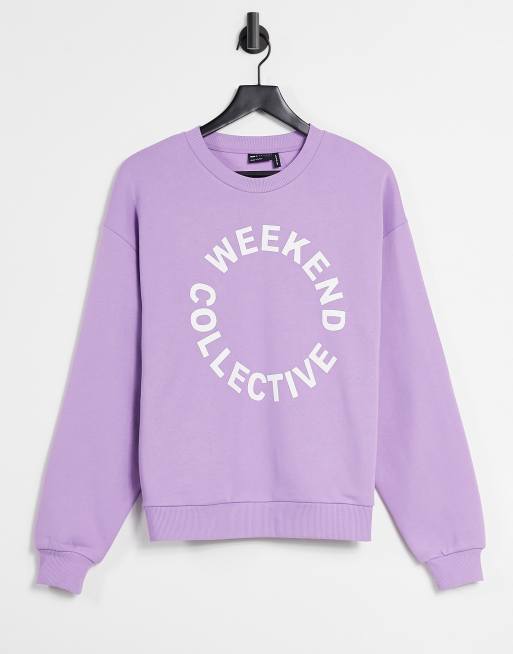 Sudadera extragrande lila con logo de ASOS Weekend Collective (parte de un conjunto)