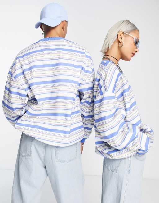 Sudadera extragrande unisex a rayas pastel con logo en la parte delantera de Reclaimed Vintage Inspired , 3 de 4