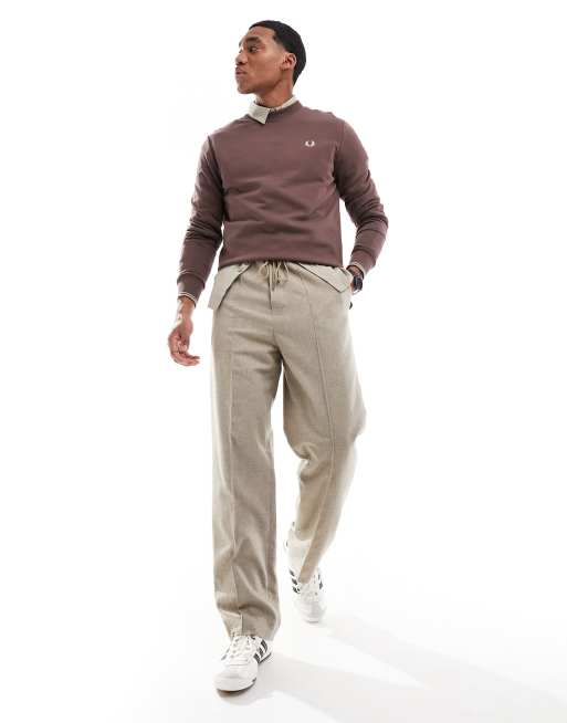 Sudadera granate con cuello redondo de Fred Perry