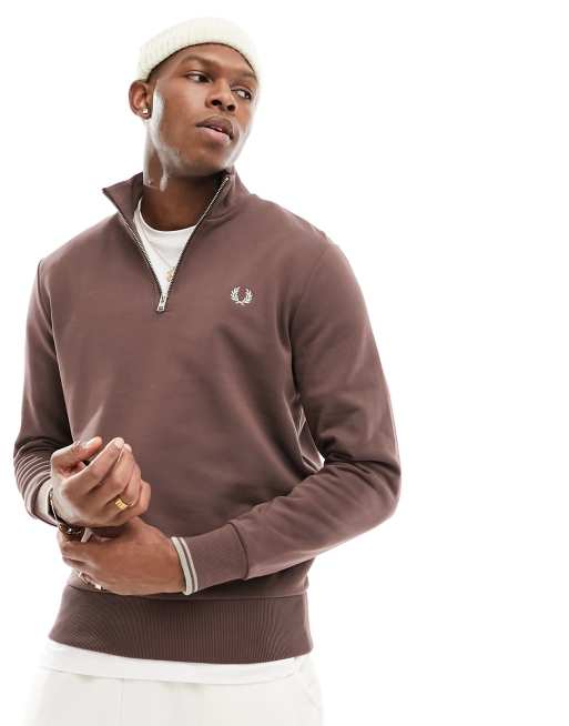 Sudadera granate con media cremallera de Fred Perry