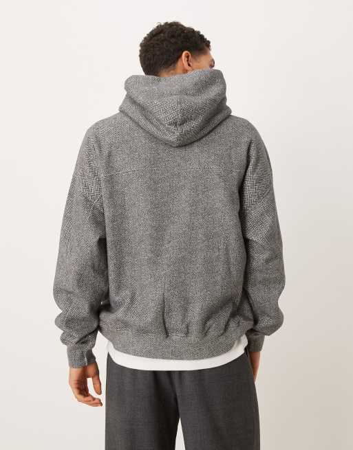Sudadera gris básica con capucha de tejido de espiga de Abercrombie & Fitch, 3 de 5