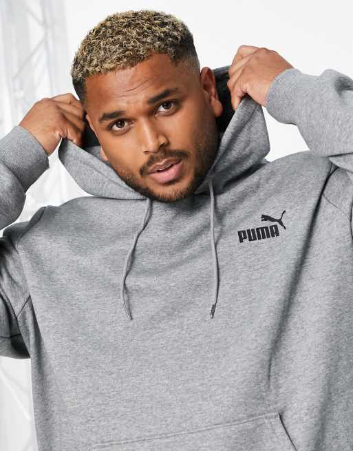 Sudadera gris básica con capucha y logo pequeño de PUMA Plus