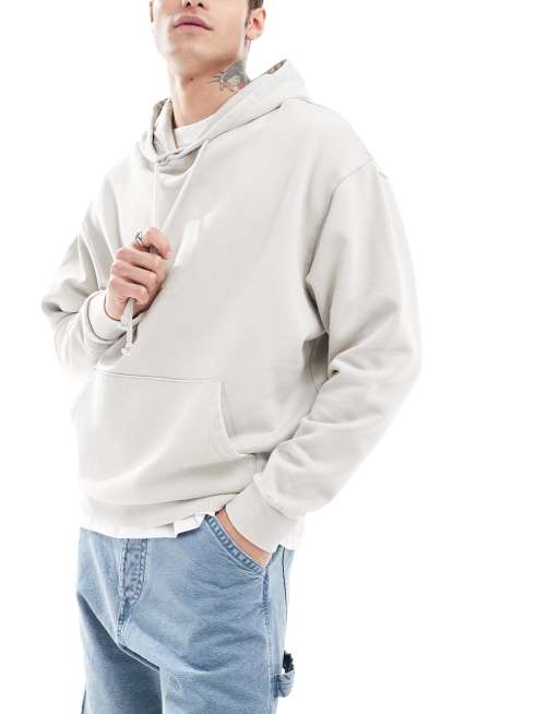 Sudadera gris básica extragrande con capucha y lavado ácido de ASOS DESIGN