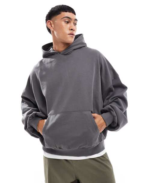 Sudadera gris carbón básica ultragrande con capucha de ASOS DESIGN - view 1