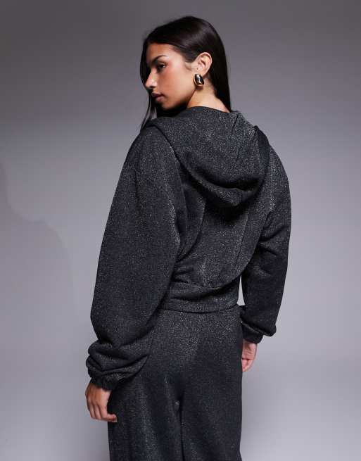 Sudadera gris carbón con capucha, cremallera e hilos metalizados de Weekend Collective (parte de un conjunto), 4 de 4