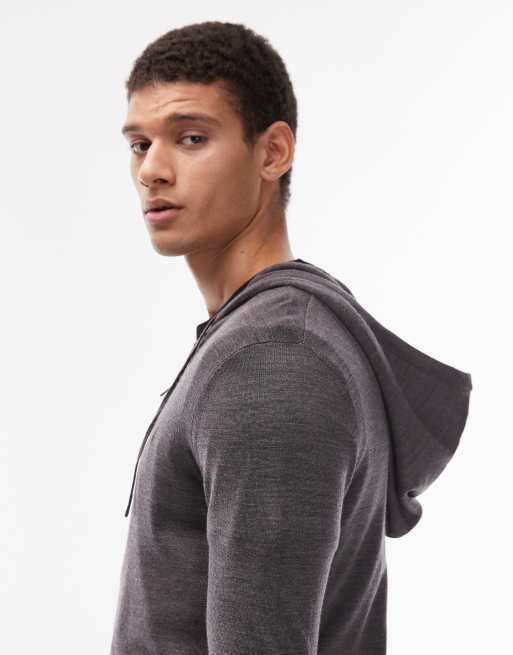 Sudadera gris carbón con capucha, cremallera y logo de lana de merino Mode de AllSaints, 4 de 5