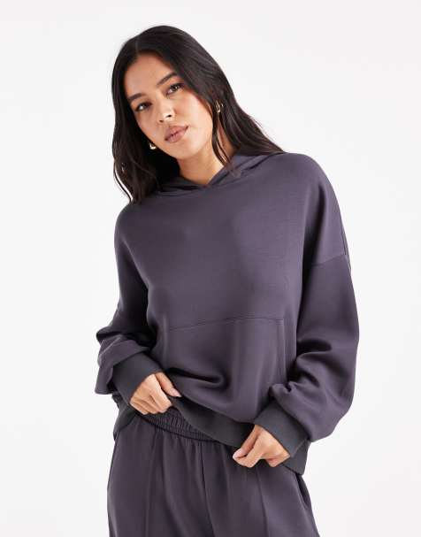 Sudadera gris carbón con capucha de cupro suave al tacto de ASOS DESIGN - view 1