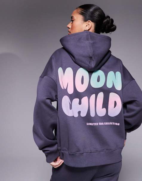 Sudadera gris carbón con capucha y logo ondulado estampado en la espalda de Kaiia (parte de un conjunto) - view 1