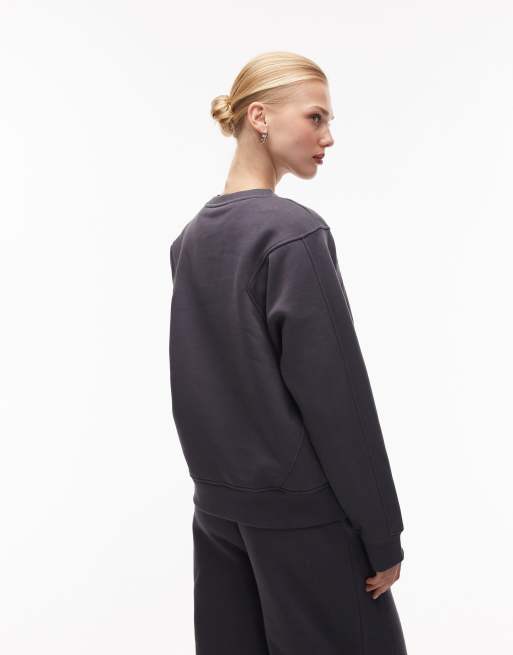 Sudadera gris carbón con costuras de tejido grueso de 500 g/m² premium de ASOS DESIGN, 4 de 4