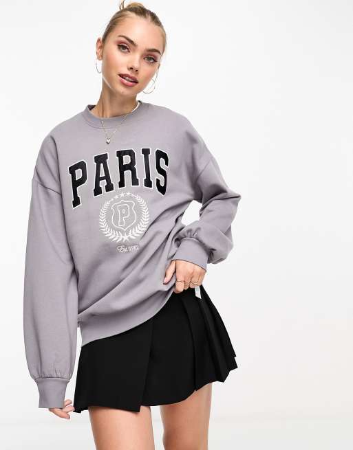 Sudadera gris carbón con estampado gráfico 