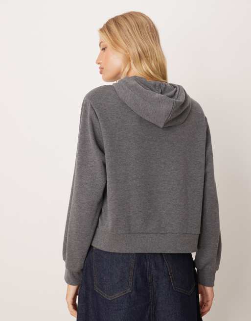 Sudadera gris carbón de corte cuadrado con capucha y hombreras de ASOS DESIGN, 4 de 4