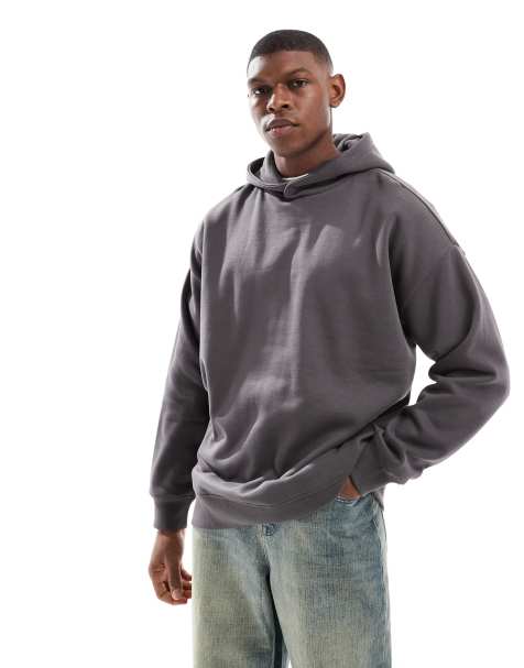 Sudadera gris carbón extragrande con capucha de Threadbare - view 1
