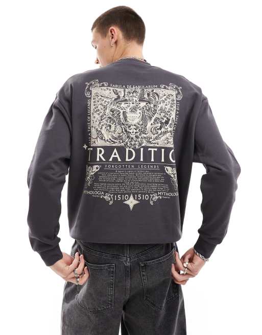 Sudadera gris carbón extragrande con estampado de querubín de ASOS DESIGN