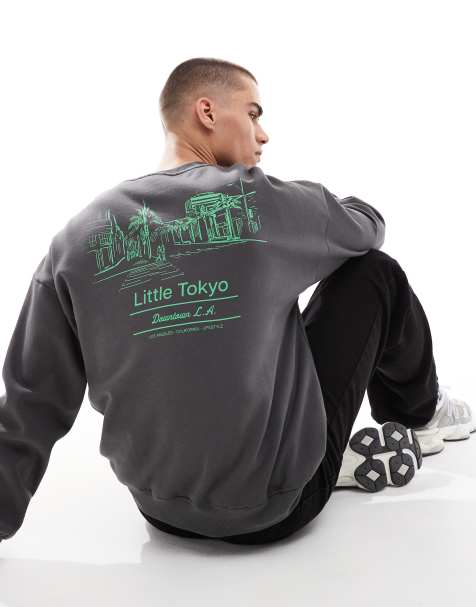 Sudadera gris carbón extragrande con estampado "Little Tokyo" en la espalda de ONLY & SONS - view 1