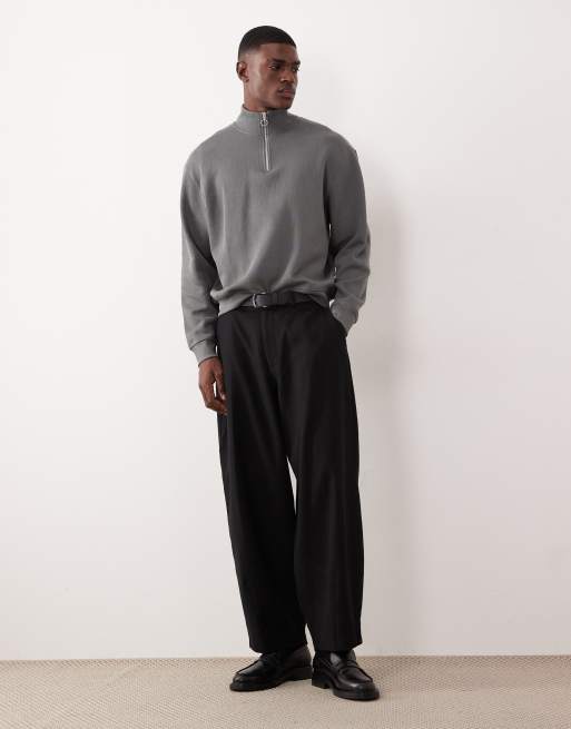 Sudadera gris carbón holgada con cremallera corta de ASOS DESIGN, 2 de 5