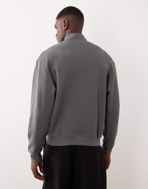 Sudadera gris carbón holgada con cremallera corta de ASOS DESIGN, 3 de 5