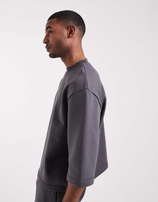 Sudadera gris carbón holgada de manga corta de ASOS DESIGN (parte de un conjunto), 3 de 5
