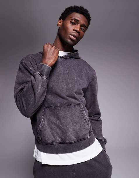 Sudadera gris carbón intenso lavado de corte cuadrado extragrande con capucha de ASOS DESIGN - view 1
