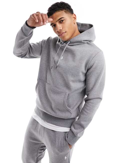 Sudadera gris carbón jaspeado con capucha y logo central de punto doble de Polo Ralph Lauren (parte de un conjunto)