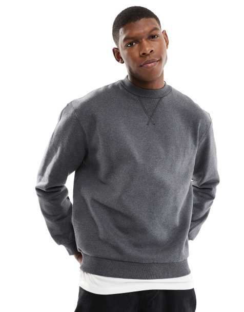 Sudadera gris carbón jaspeado extragrande de tejido grueso de 400 g/m2 premium de ASOS DESIGN - view 1