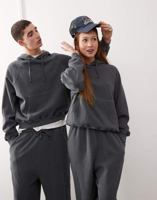 Sudadera gris carbón lavado unisex de corte cuadrado extragrande con capucha de Reclaimed Vintage