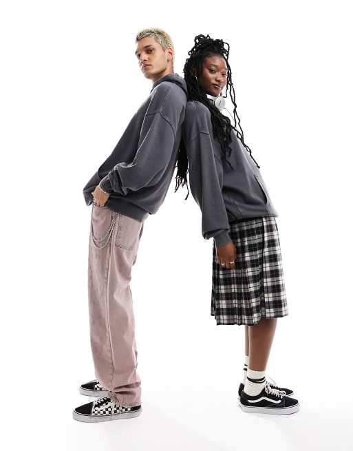 Sudadera gris carbón lavado unisex extragrande con capucha de Reclaimed Vintage , 2 de 4