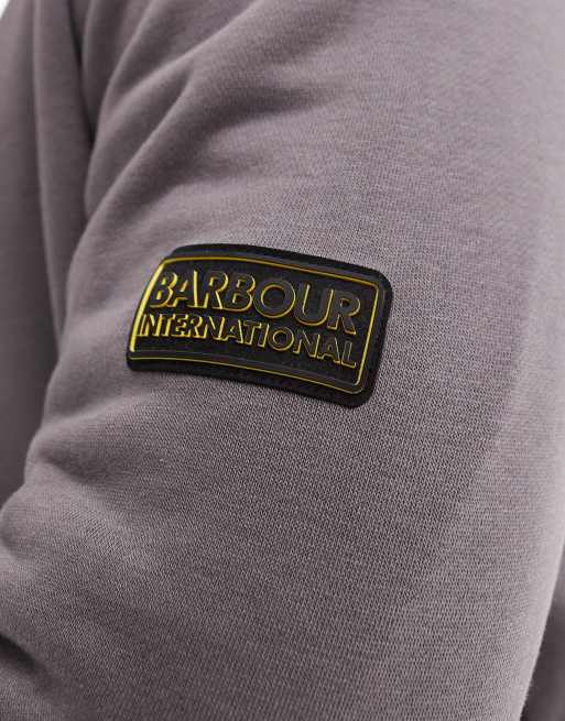 Sudadera gris ciruela con cuello alzado y logo delineado de Barbour International, 2 de 4