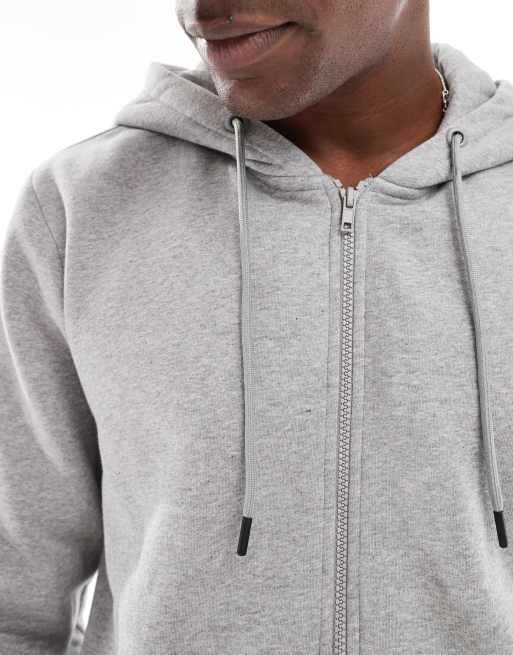 DE PUNTO CON CREMALLERA SUDADERA CON CAPUCHA Gris / Light Grey Melange