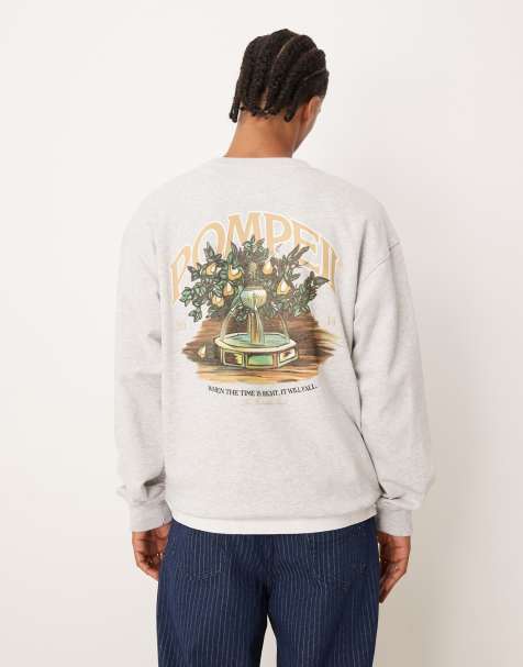 Sudadera gris claro con cuello redondo, logo gráfico y estampado trasero Fountain de Pompeii - view 1