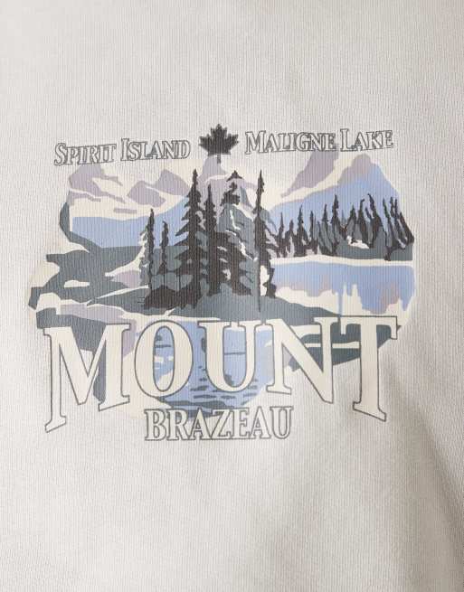 Sudadera gris claro de corte cuadrado con estampado de montaña de ASOS DESIGN, 2 de 4