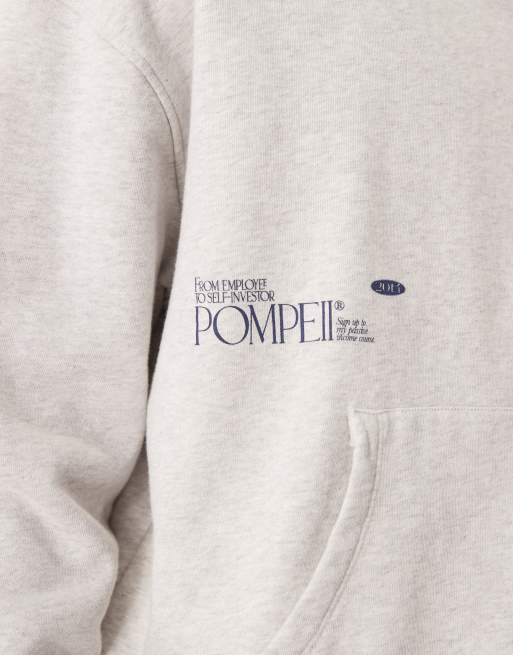 Sudadera gris claro de corte estándar con capucha, estampado en la espalda y gráfico del logo de Pompeii, 5 de 5