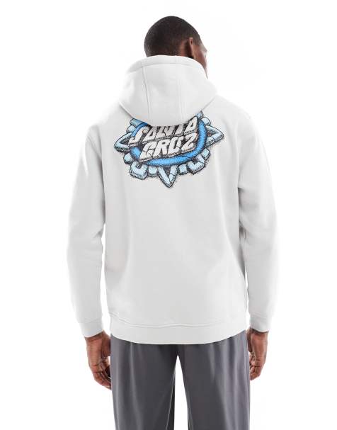 Sudadera gris claro de corte estándar con capucha, estampado en la espalda y gráfico del logo de Santa Cruz - view 1