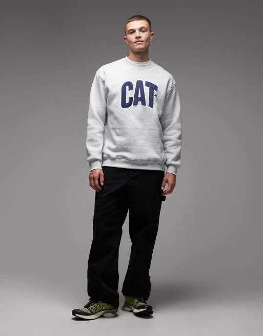 Sudadera gris claro de corte suelto con logo bordado de tejido de 300 /m² WWR de CAT, 2 de 5