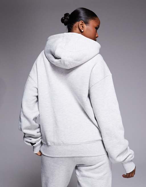Sudadera gris claro jaspeado de corte cocoon extragrande con capucha de tejido grueso de algodón de 440 g/m² Icon Rest Day de 4505, 3 de 4