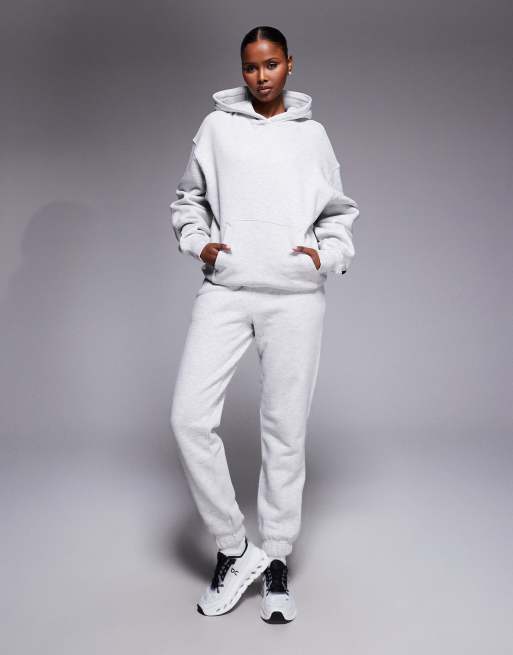 Sudadera gris claro jaspeado de corte cocoon extragrande con capucha de tejido grueso de algodón de 440 g/m² Icon Rest Day de 4505, 4 de 4
