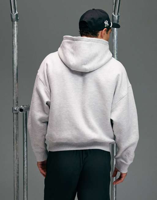 Sudadera gris claro jaspeado de corte cuadrado extragrande con capucha de tejido grueso de algodón de 440 g/m² Icon Rest Day de 4505, 2 de 5