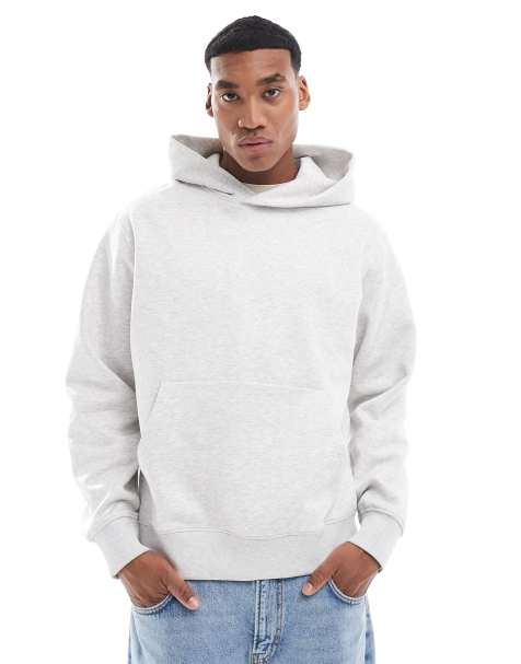 Sudadera gris claro jaspeado extragrande con capucha de tejido grueso de 400 g/m2 de Jack & Jones Premium - view 1