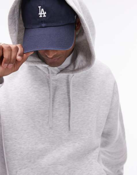 Sudadera gris claro jaspeado extragrande con capucha de Topman - view 1
