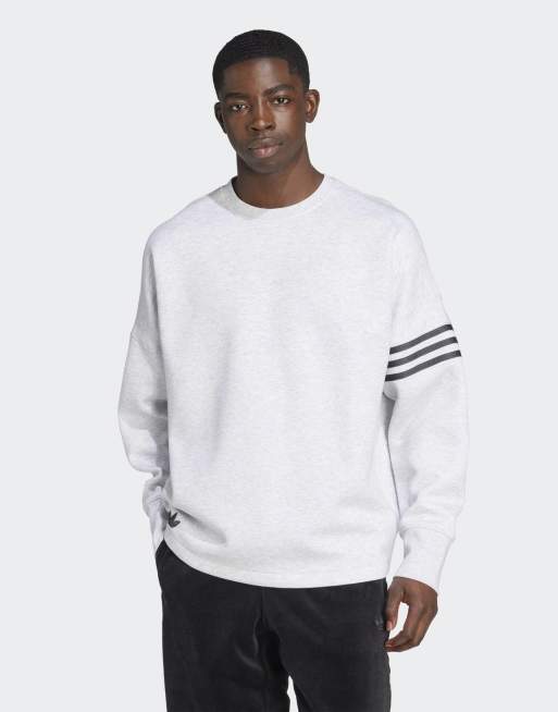 Sudadera gris claro jaspeado extragrande de manga larga con cuello redondo Neuclassics de adidas Originals