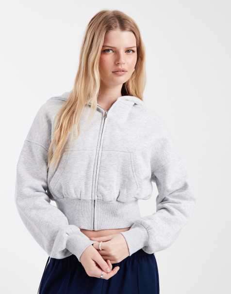 Sudadera gris claro jaspeado holgada con capucha y cremallera de Cotton On - view 1