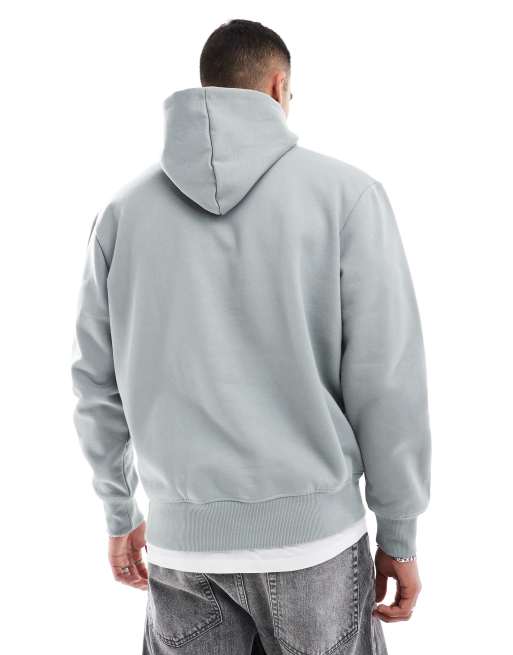 Sudadera gris claro lavado extragrande con capucha de tejido grueso de 400 g/m2 premium de ASOS DESIGN, 3 de 4