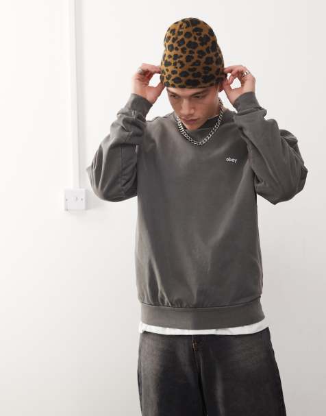 Sudadera gris con acabado pigmentado y logo en minúscula de Obey - view 1