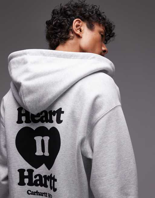 Sudadera gris con capucha, cremallera y estampado "Heart II Hartt" de Carhartt WIP, 4 de 4