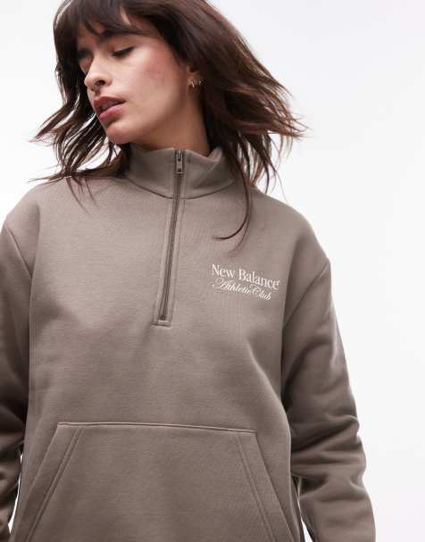 Sudadera gris con capucha, media cremallera y estampado gráfico de New Balance - view 1