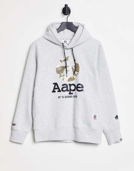 Sudadera gris con capucha Moonface de AAPE BY A BATHING APE ASOS