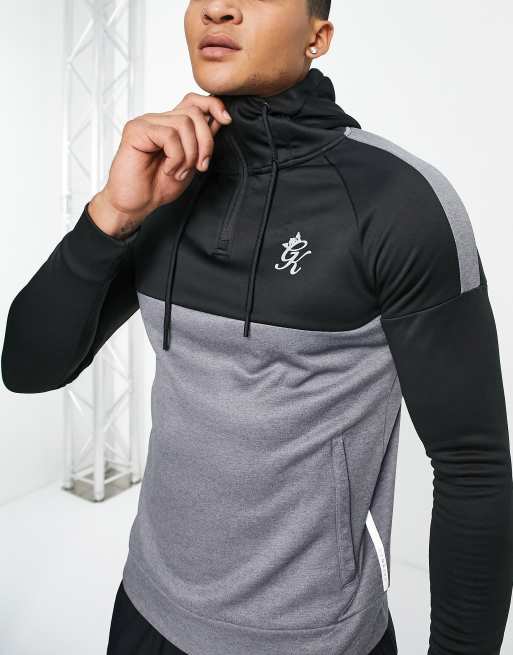 Sudadera gris con capucha y cremallera corta Sport Walker de Gym ASOS