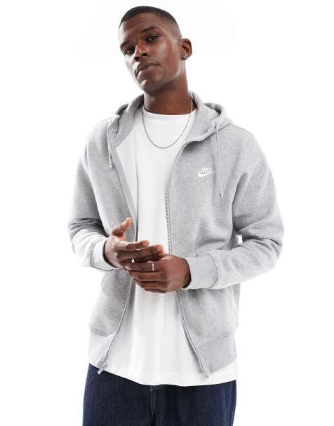 Sudadera gris con capucha y cremallera de felpa de Nike Club - view 1