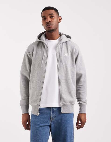 Sudadera gris con capucha y cremallera de felpa de rizo de Nike Club - view 1
